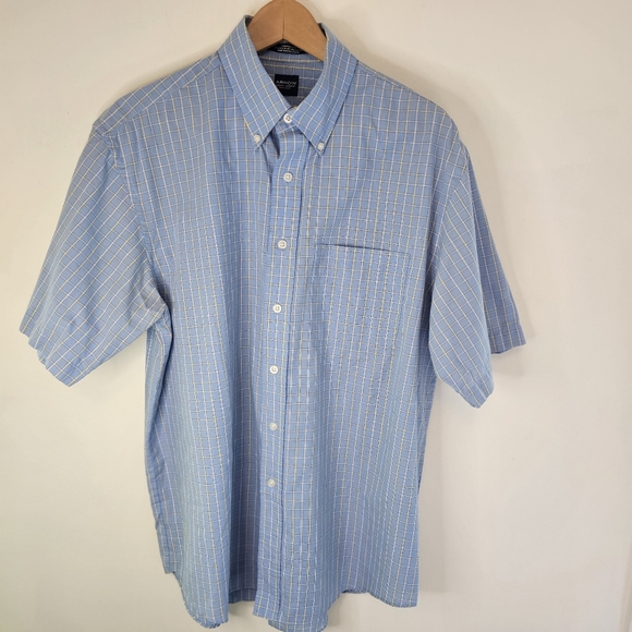 Arrow Men's Blue Plaid Short Sleeve Button Down Shirt Size Large - Picture 1 of 5